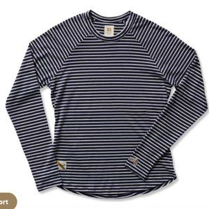 Tracksmith Horizon Long Sleeve Tee Medium Navy/Ivory Stripe
